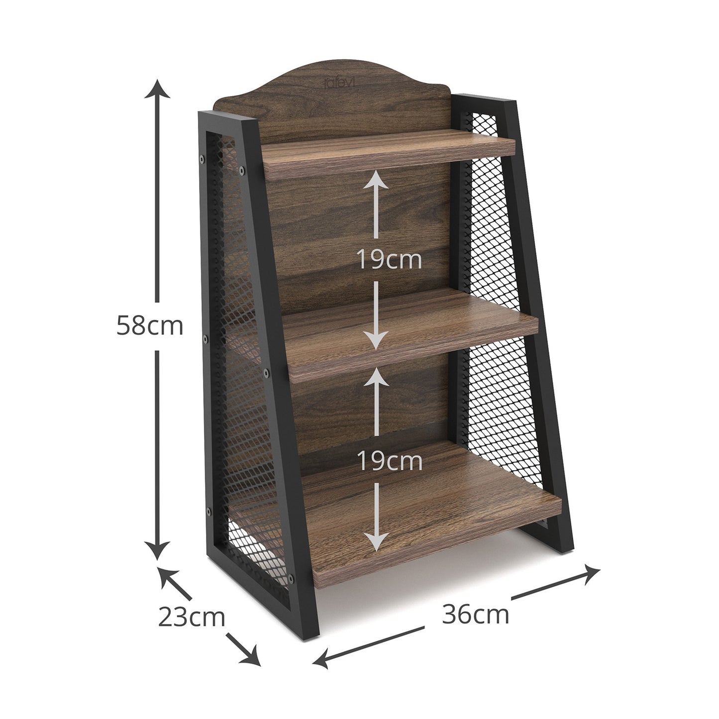 Ράφι T-Rack Καρυδί/Μαύρο Μελαμίνη/Μέταλλο 36x23x58cm - Hippie Home 