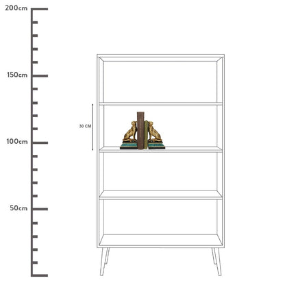 Βιβλιοστάτης Λεοπάρδαλη Χρυσό Polyresin 24x10.5x20cm Σετ 2Τμχ - Hippie Home 