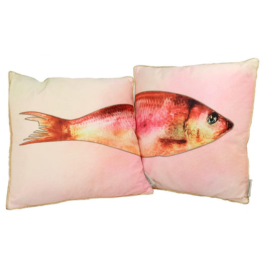 Μαξιλάρι Ψάρι Ροζ Polyester 45x45cm Σετ 2Τμχ - Hippie Home 