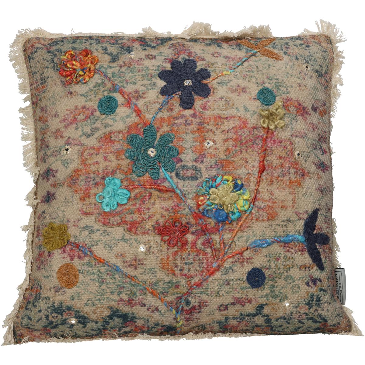 Μαξιλάρι Vintage Πολύχρωμο Βαμβακερό 45x45cm - Hippie Home 